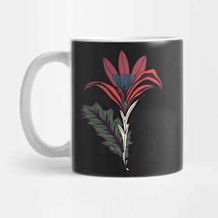 Dark Academia Aesthetic Flower Pattern Black Background Mug